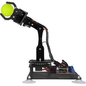 مجموعة ذراع روبوتية 5-DOF متوافقة مع Arduino IDE ، مجموعة Robot STEM قابلة للبرمجة DIY الترميز الجذري العلمي 5 Axis Robot Arm مع رمز معالجة عرض OLED ودروس التعليمية
