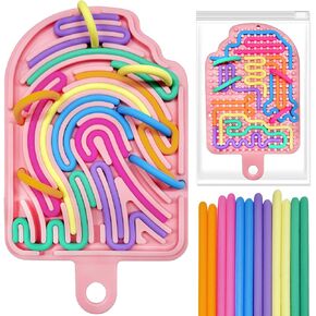 Silicone Sensory Activity Board, Fidget Toy Sensory Board for Anxiety, Stress, ADHD, Autism and Calming, Silent, No Mess, Fidget Board with Portable Travel Bag & 12 Strings, Kids 3+ & Adults, Pink