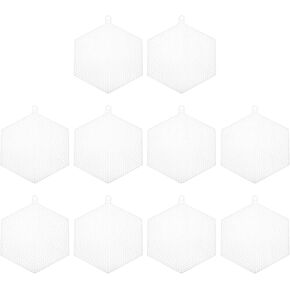 PATIKIL Plastic Mesh Canvas Sheets,10Pcs 5.97inch Cross Needlework Blank Yarn Crafting for Embroidery DIY Bookmarks Cup Mats, White, Hexagon Shape