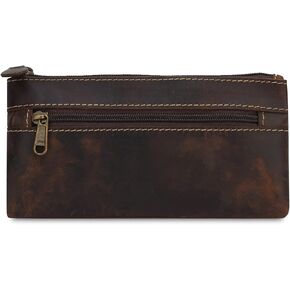 Leather Pencil Case (Brown) Handcrafted Zipper Currency Pouch with Keyring – Multipurpose Leathers Accessory for Pens, Pencils, and Currency | Custom Leathers Organizer Keyring Storage Pouch