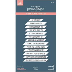 Spellbinders Shine Bright Sentiment Strips Press Plate, Metal