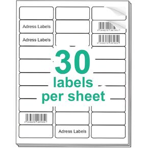 1" x 2-5/8" Address Labes, Shipping Address Labels for Inkjet & Laser Printers, 750 Labels, 25 Sheets, Mailing Labels, Easy to Peel