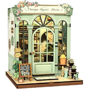 Fsolis Book Nook Kit, DIY Miniature House Kit for Adults Activity Mini Puzzle Tiny Home Garden Dollhouse Kit Gift for Women Teenagers (Champs-Élysées Florist)