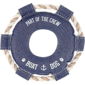 Pavilion - جزء من Dog Crew Boat Dog - 10.75 "لعبة Puppy Dog Lifesaver Buoy Toy مع حبل مقبض K -9 Furry Companion Boat Lake Beach Gift