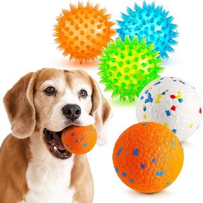 6 Pack Squeaky Dog Toy Balls Spiky Dog Chew Toys for Clean Teeth and Training Dogs Toys Indestructible Dogs Tennis Ball Aggressive Chewers