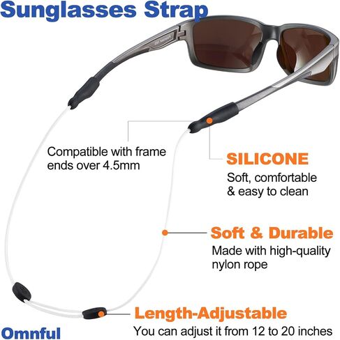Glasses Strap -No Tail Adjustable Eyeglasses Strap, Eye Glasses Holders Around Neck,Sunglasses Strap Lanyard for Men Women -Eyewear Retainer String, Chain, Straps Rope (3pcs Black 20IN) in Kuwait