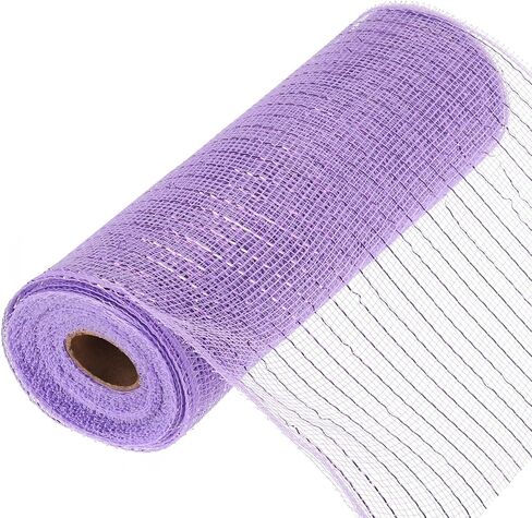 MECCANIXITY 10 Inch Glitter Poly Burlap Mesh for Wreath, Decorative Mesh Fabric Ribbon 10 Yard for Fall Easter Christmas Flower Bow, Light Purple in Kuwait