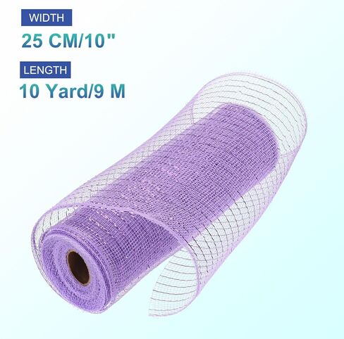 MECCANIXITY 10 Inch Glitter Poly Burlap Mesh for Wreath, Decorative Mesh Fabric Ribbon 10 Yard for Fall Easter Christmas Flower Bow, Light Purple in Kuwait