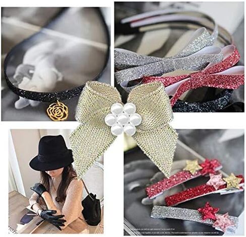 Colorful 16 Yards Ribbon Elastics Glitter Fold Over Elastic 5/8" 15mm Stretch Hair Ties Headbands for Baby Girls Hair Bow, 8 Colors, 2 Yards Each One in Saudi Arabia