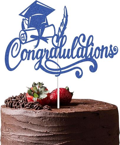 مبروك التخرج كعكة توببر تهانينا خريج 2025 فئة ديكور كعكة التخرج السعيد لعام 2025 زخارف حفل التخرج الجامعي (الأزرق) in Kuwait