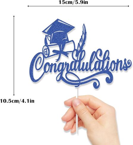 مبروك التخرج كعكة توببر تهانينا خريج 2025 فئة ديكور كعكة التخرج السعيد لعام 2025 زخارف حفل التخرج الجامعي (الأزرق) in Kuwait