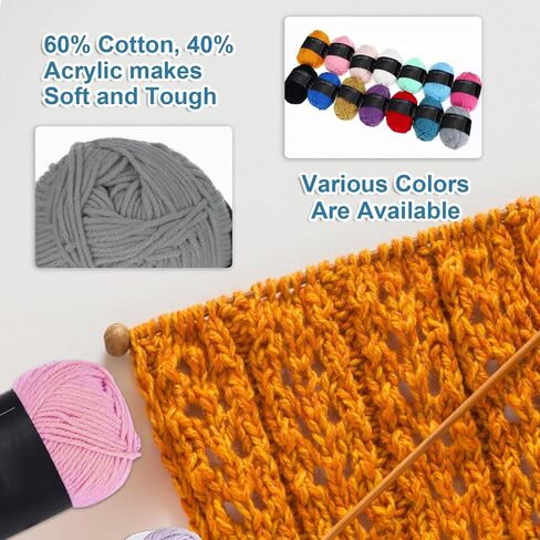 MECCANIXITY 1 Skein Cotton Yarn, 60% Cotton, 40% Acrylic Knitting Yarn Crochet Yarn for Crocheting Each of 50g/1.76oz(Per Skein 80m/87.5 Yard) /Blue in Saudi Arabia