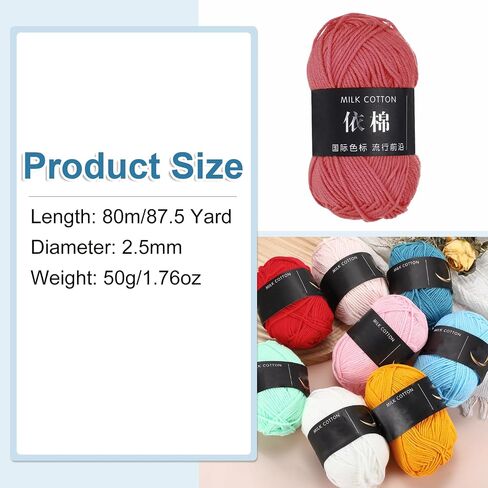 MECCANIXITY 1 Skein Cotton Yarn, 60% Cotton, 40% Acrylic Knitting Yarn Crochet Yarn for Crocheting Each of 50g/1.76oz(Per Skein 80m/87.5 Yard) /Blue in Saudi Arabia