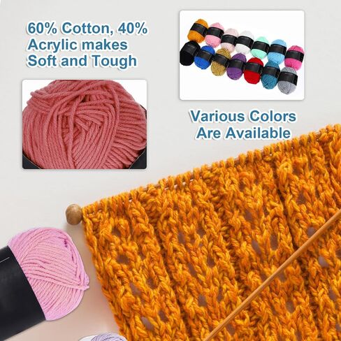 MECCANIXITY 1 Skein Cotton Yarn, 60% Cotton, 40% Acrylic Knitting Yarn Crochet Yarn for Crocheting Each of 50g/1.76oz(Per Skein 80m/87.5 Yard) /Blue in Saudi Arabia