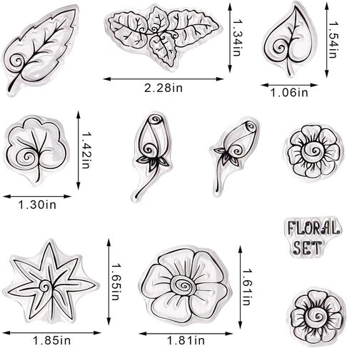 Floral Clear Rubber Stamps for Card Making Decorative Botanical Leaves and Flower Rubber Transparent Silicone Stamp for DIY Scrapbooking Supplies Embossing Paper Card Album Decoration Craf in Saudi Arabia