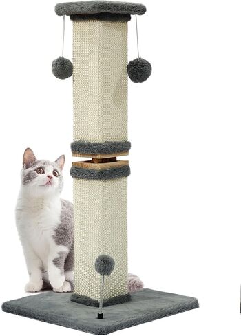 OTOB Cat Scratching Post 33 Inch, Nature Sisal Scratching Posts for Indoor Cats Adults Kitten, 6-in-1 Interactive Turntable Cat Scratch Post Protect Your Furniture, Large Cat Scratcher, Beige in Saudi Arabia