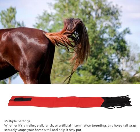 HERCHR Horse Tail Bag, Horsetail Protector Horsetail Guard Equine Tail Wrap Tail Protector Horse Tail Bag with Fringe(Black) in Kuwait