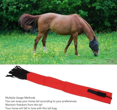 HERCHR Horse Tail Bag, Horsetail Protector Horsetail Guard Equine Tail Wrap Tail Protector Horse Tail Bag with Fringe(Black) in Kuwait