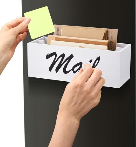 Magnetic Mail Organizer for Fridge File Holder with 2 Slots Magnetic Mail Box for Wall Desk Countertop Basket Letter Holder for Home(Black) in Saudi Arabia
