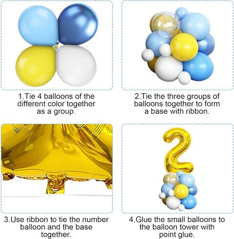 25th Birthday Sponge Theme Balloons Arch, Blue Yellow White Clear Balloon Garland Kit with Gold Number 25 Balloon Tower Star Foil Balloon for 25 Year Old Boys Cartoon Sponge Birthday Party Decoration in Saudi Arabia