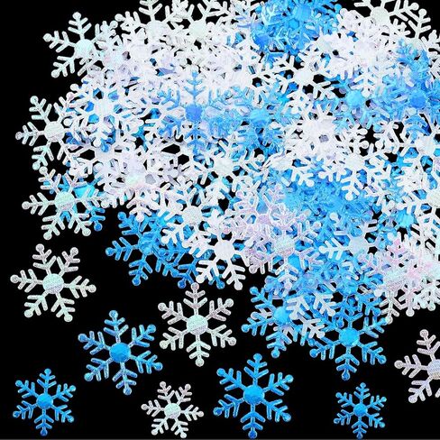 1600 Pieces 3 Size Snowflake Confetti Christmas Snowflake Glitter Confetti Table Decor for Winter Xmas Party Wonderland Party Supplies DIY Craft(White) in Saudi Arabia