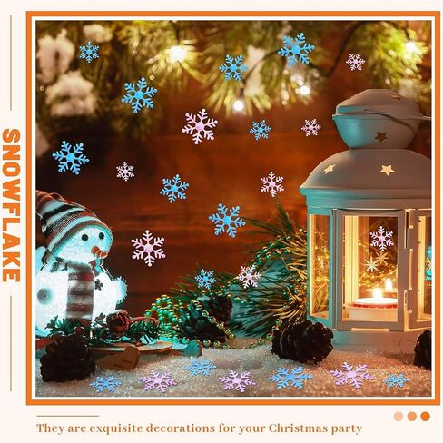1600 Pieces 3 Size Snowflake Confetti Christmas Snowflake Glitter Confetti Table Decor for Winter Xmas Party Wonderland Party Supplies DIY Craft(White) in Saudi Arabia