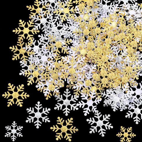 1600 Pieces 3 Size Snowflake Confetti Christmas Snowflake Glitter Confetti Table Decor for Winter Xmas Party Wonderland Party Supplies DIY Craft(White) in Saudi Arabia