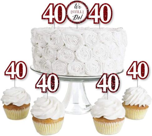 Big Dot of Happiness We Still Do - 40th Wedding Anniversary - Dessert Cupcake Toppers - Anniversary Party Clear Treat Picks - Set of 24 in Saudi Arabia