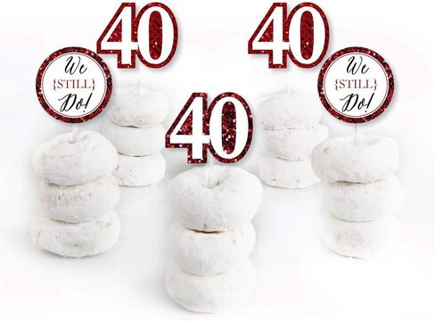 Big Dot of Happiness We Still Do - 40th Wedding Anniversary - Dessert Cupcake Toppers - Anniversary Party Clear Treat Picks - Set of 24 in Saudi Arabia