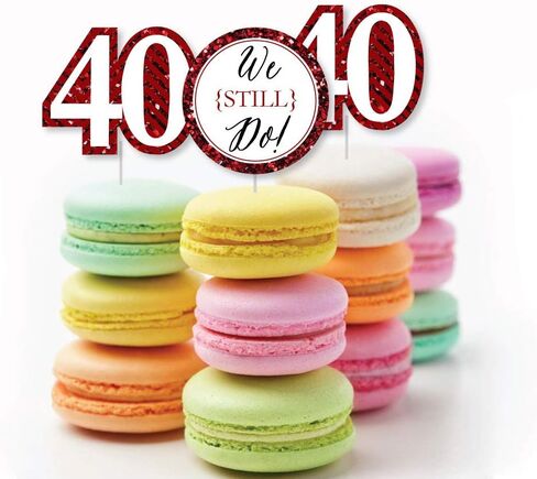 Big Dot of Happiness We Still Do - 40th Wedding Anniversary - Dessert Cupcake Toppers - Anniversary Party Clear Treat Picks - Set of 24 in Saudi Arabia