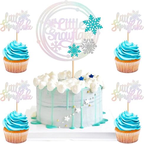 Ercadio 24 PCS Snowflake Blue Snowflake Two Cupcake Toppers Glitter 2st Snowflake Cupcake اختيارات لفريق Winter OneDerland موضوع استحمام الطفل 2 أعياد عيد ميلاد ديكور الديكور in Kuwait