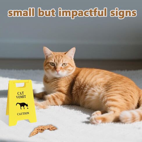 Mini Cat Vomit Caution Sign 2 Pack-Cute Funny Cat Desk Decor for Cat Lovers-Cat Mom or Cat Dad Gag Gifts for Pet Owners-Humors Quirky Cat Themed Room Home Office Decoration in Kuwait