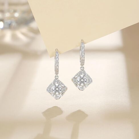 JEYHLOPX 4CT Vintage Moissanite Earrings for Women, S925 Sterling Silver with 18K White Gold Plated Tear Dangle Drop Earrings Pear Cut， D Color VVS1 Simulated Diamond Hook Earrings for Women Jewelry, in Kuwait