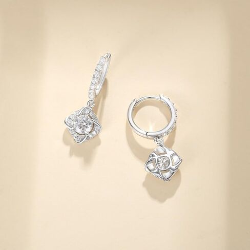 JEYHLOPX 4CT Vintage Moissanite Earrings for Women, S925 Sterling Silver with 18K White Gold Plated Tear Dangle Drop Earrings Pear Cut， D Color VVS1 Simulated Diamond Hook Earrings for Women Jewelry, in Kuwait