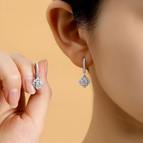 JEYHLOPX 4CT Vintage Moissanite Earrings for Women, S925 Sterling Silver with 18K White Gold Plated Tear Dangle Drop Earrings Pear Cut， D Color VVS1 Simulated Diamond Hook Earrings for Women Jewelry, in Kuwait