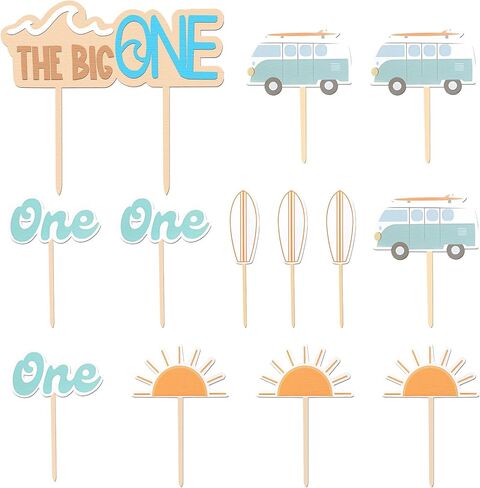 13 Pcs the Big One Cake Topper Wooden 1st Birthday Decorations Cupcake Photo Props for First Anniversary Holiday Birthday Party in Saudi Arabia