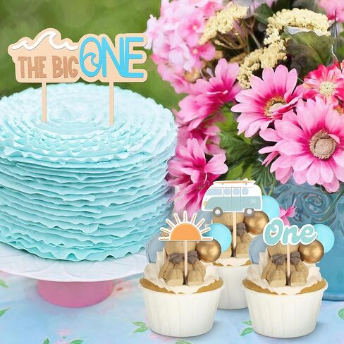 13 Pcs the Big One Cake Topper Wooden 1st Birthday Decorations Cupcake Photo Props for First Anniversary Holiday Birthday Party in Saudi Arabia