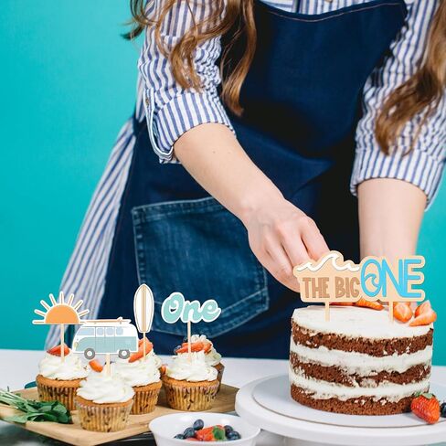 13 Pcs the Big One Cake Topper Wooden 1st Birthday Decorations Cupcake Photo Props for First Anniversary Holiday Birthday Party in Saudi Arabia