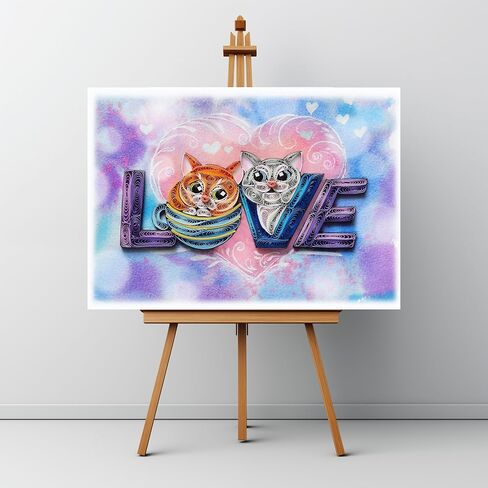 Cute Cat Quilling Card, LOVE Animal Cute Greeting Card, Quilled Card for Love, Anniversary, Wedding, Valentines for Husband, Wife, Couples, Mom, Dad, Parents (Cute Cat) in Kuwait
