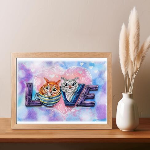 Cute Cat Quilling Card, LOVE Animal Cute Greeting Card, Quilled Card for Love, Anniversary, Wedding, Valentines for Husband, Wife, Couples, Mom, Dad, Parents (Cute Cat) in Kuwait