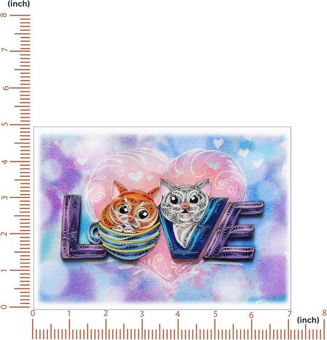 Cute Cat Quilling Card, LOVE Animal Cute Greeting Card, Quilled Card for Love, Anniversary, Wedding, Valentines for Husband, Wife, Couples, Mom, Dad, Parents (Cute Cat) in Kuwait