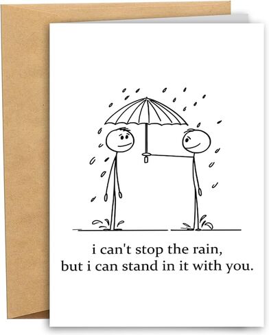 Encouragement Card for Him Her, Get Well Soon Card for Friend, Support Card for Sister Brother, I Can't Stop The Rain but I Can Stand in It with You in Saudi Arabia