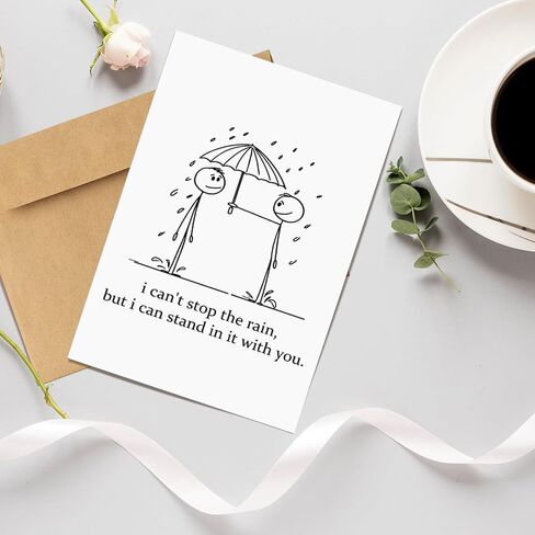 Encouragement Card for Him Her, Get Well Soon Card for Friend, Support Card for Sister Brother, I Can't Stop The Rain but I Can Stand in It with You in Saudi Arabia