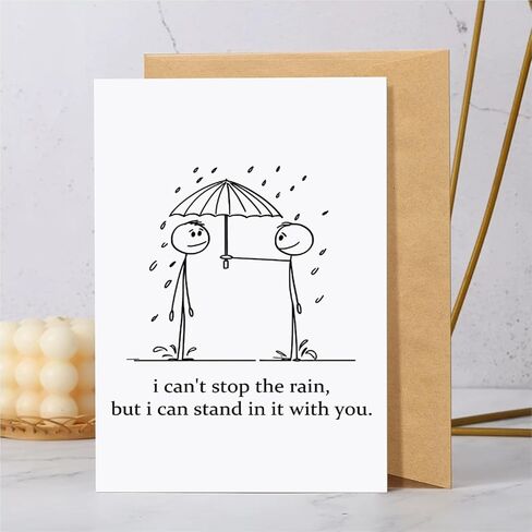 Encouragement Card for Him Her, Get Well Soon Card for Friend, Support Card for Sister Brother, I Can't Stop The Rain but I Can Stand in It with You in Saudi Arabia