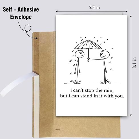 Encouragement Card for Him Her, Get Well Soon Card for Friend, Support Card for Sister Brother, I Can't Stop The Rain but I Can Stand in It with You in Saudi Arabia