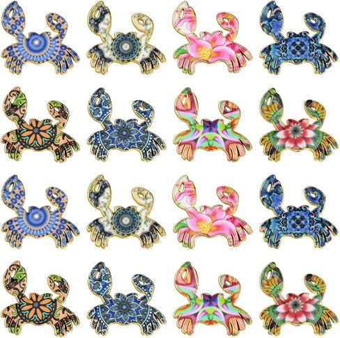 Ipotkitt 40 PCS 8 أنماط طباعة سحر سلطعون سبيكة ملونة سحر حيوانات حيوانات ميني سحر الحياة البحرية الصيفية اللطيفة لمجوهرات صنع الأساور السائبة in Kuwait