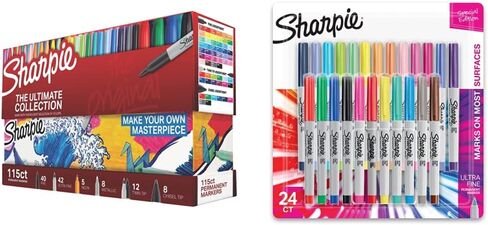 مجموعة Sharpie الدائمة في Ultimate Collection ، نصائح وألوان متنوعة ، 115 العدد واللون علامات دائمة ، فائق النقطة الدقيقة ، ألوان متنوعة ، 24 العد in Kuwait