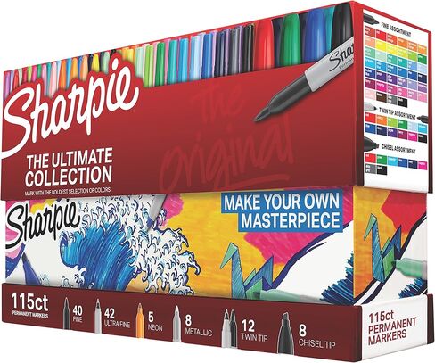 مجموعة Sharpie الدائمة في Ultimate Collection ، نصائح وألوان متنوعة ، 115 العدد واللون علامات دائمة ، فائق النقطة الدقيقة ، ألوان متنوعة ، 24 العد in Kuwait