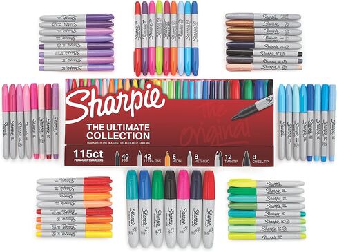 مجموعة Sharpie الدائمة في Ultimate Collection ، نصائح وألوان متنوعة ، 115 العدد واللون علامات دائمة ، فائق النقطة الدقيقة ، ألوان متنوعة ، 24 العد in Kuwait