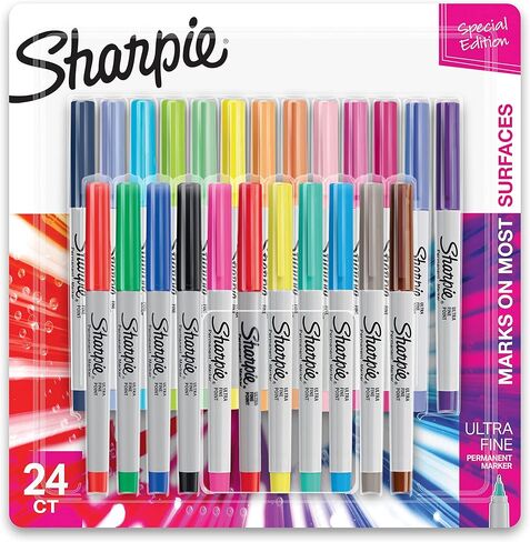مجموعة Sharpie الدائمة في Ultimate Collection ، نصائح وألوان متنوعة ، 115 العدد واللون علامات دائمة ، فائق النقطة الدقيقة ، ألوان متنوعة ، 24 العد in Kuwait
